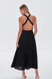Black Linen-Blend Maxi Dress 2