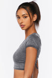 Charcoal Active Mineral Wash Ruched Crop Top 2