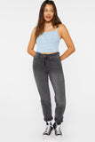 Black Distressed Long High-Rise Mom Jeans 