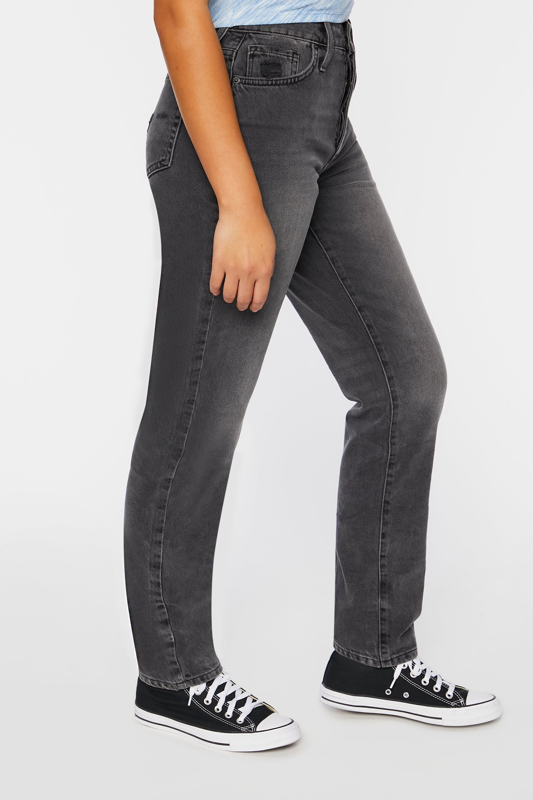 Black Distressed Long High-Rise Mom Jeans 3