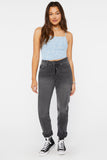 Black Distressed Long High-Rise Mom Jeans 1