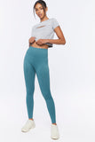 Teal Active Ribbed High-Rise Leggings 1