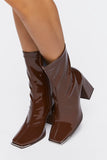 Brown Faux Patent Leather Booties 1