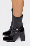 Black Faux Patent Leather Booties 2