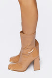 Nude Faux Patent Leather Booties 2