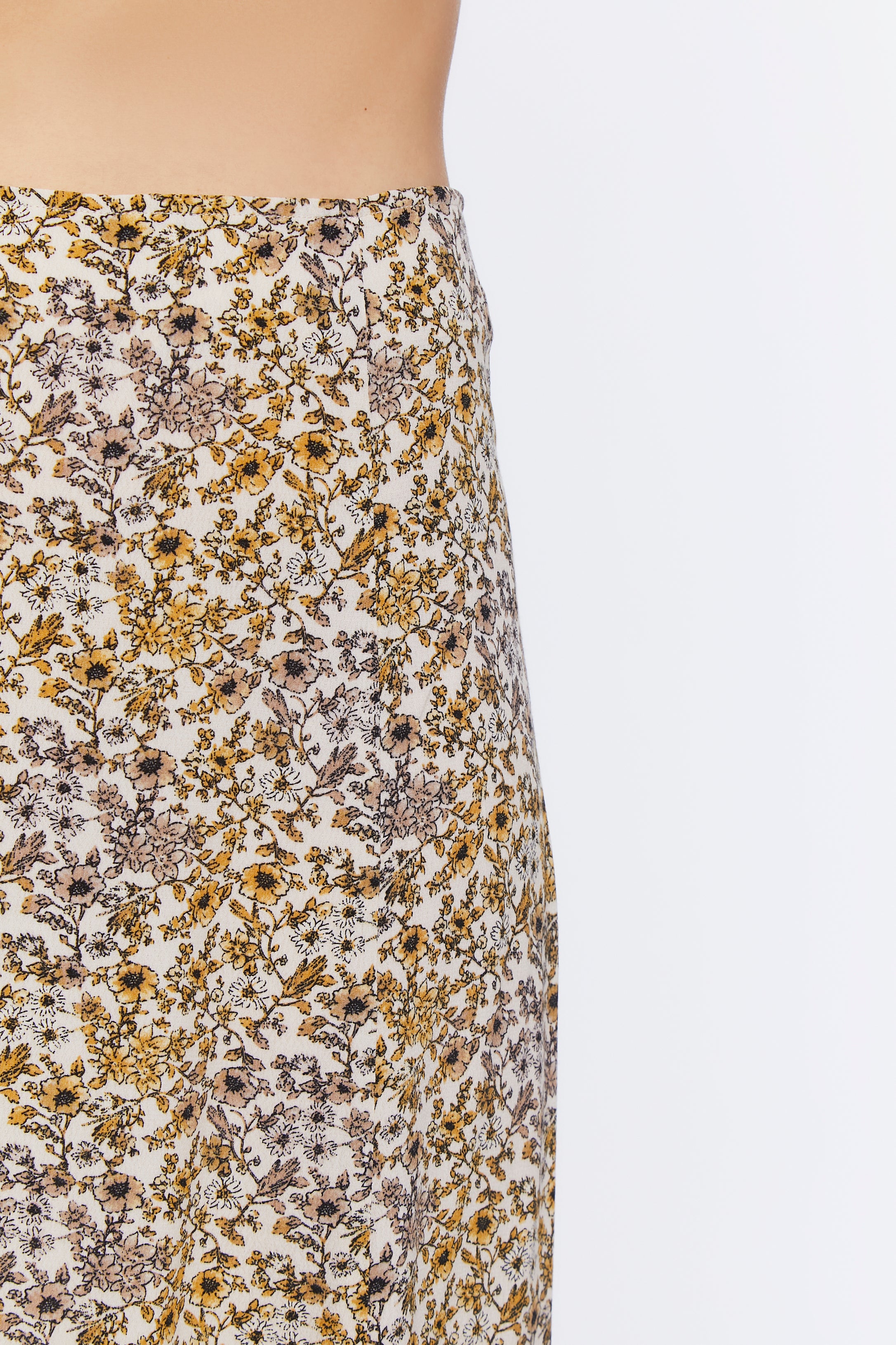 Taupe/multi Floral Print Midi Skirt 3