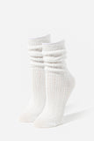 Cream Pointelle Knit Crew Socks