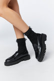 Black Polka Dot Lace-Trim Crew Socks