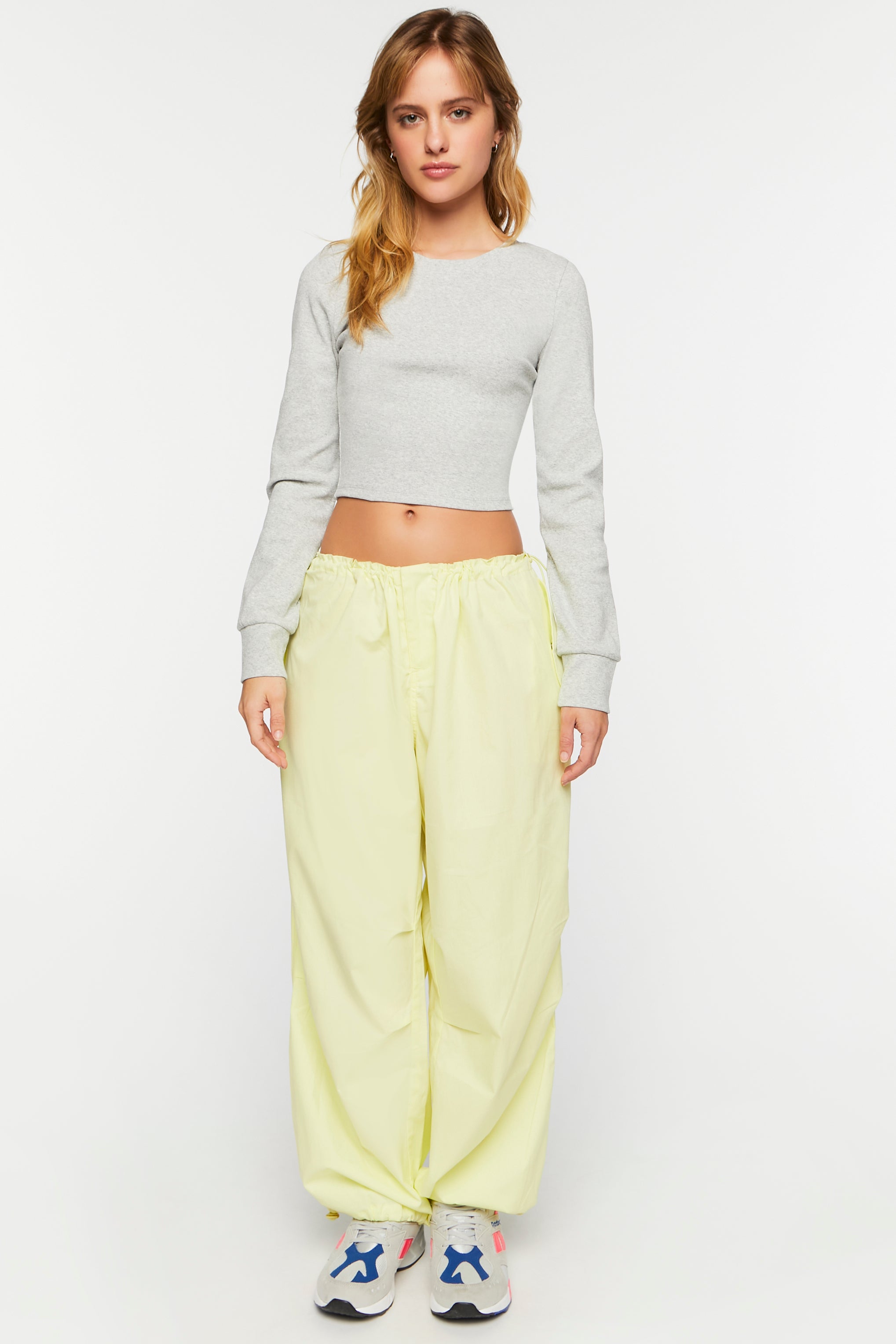 Shop For Ribbed Long-Sleeve Crop Top