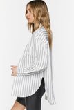 White/Black Oversized Striped High-Low Shirt 3