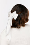 White Oversized Satin Bow Hair Barrette 1