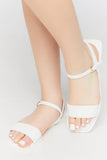 White Faux Leather Open-Toe Sandals