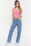 Light Denim Heart Embroidered 90s-Fit Jeans 4