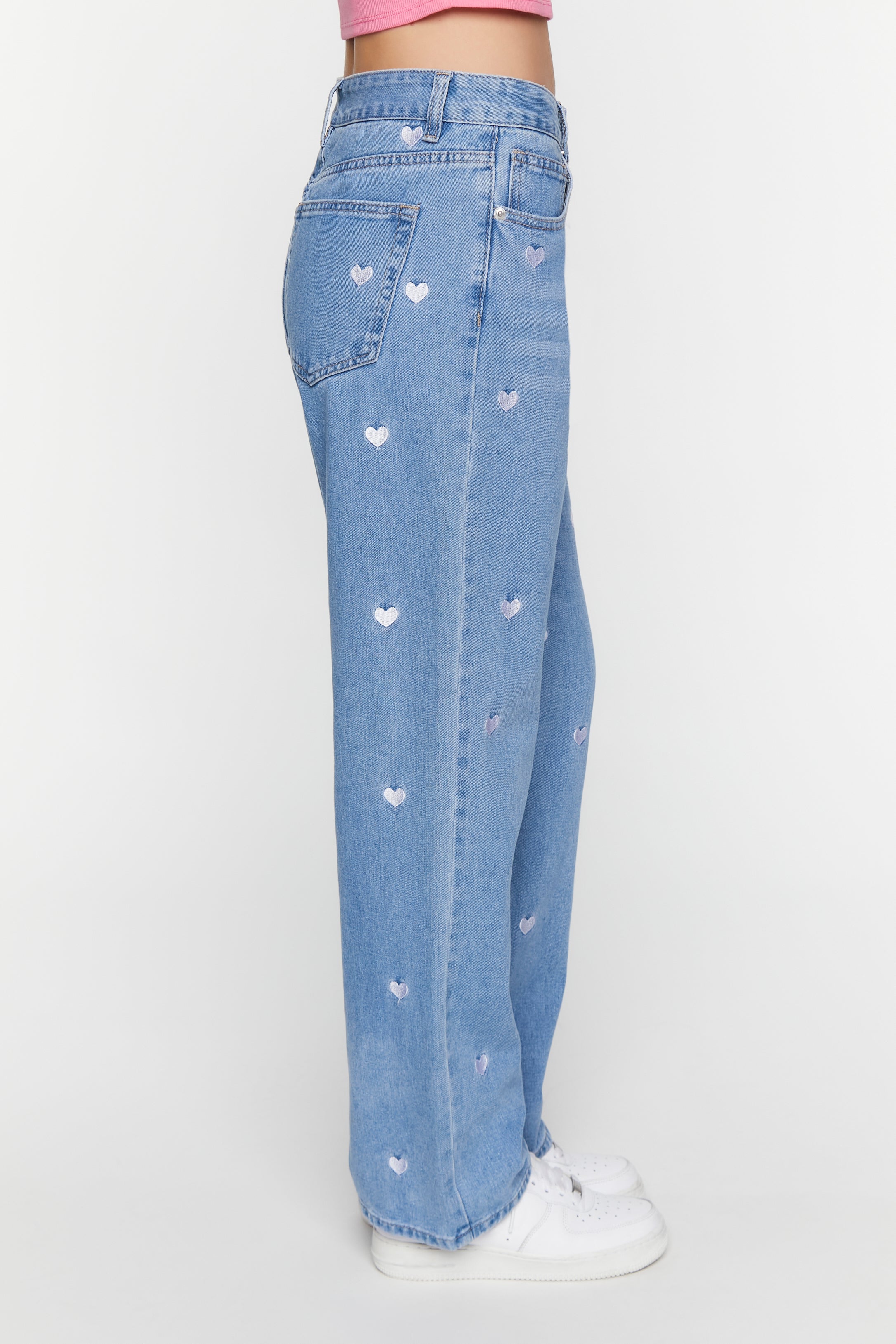 Light Denim Heart Embroidered 90s-Fit Jeans 5