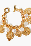 Gold Ornate Faux Pearl Charm Bracelet 1