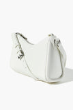 White Faux Leather Baguette Shoulder Bag 1