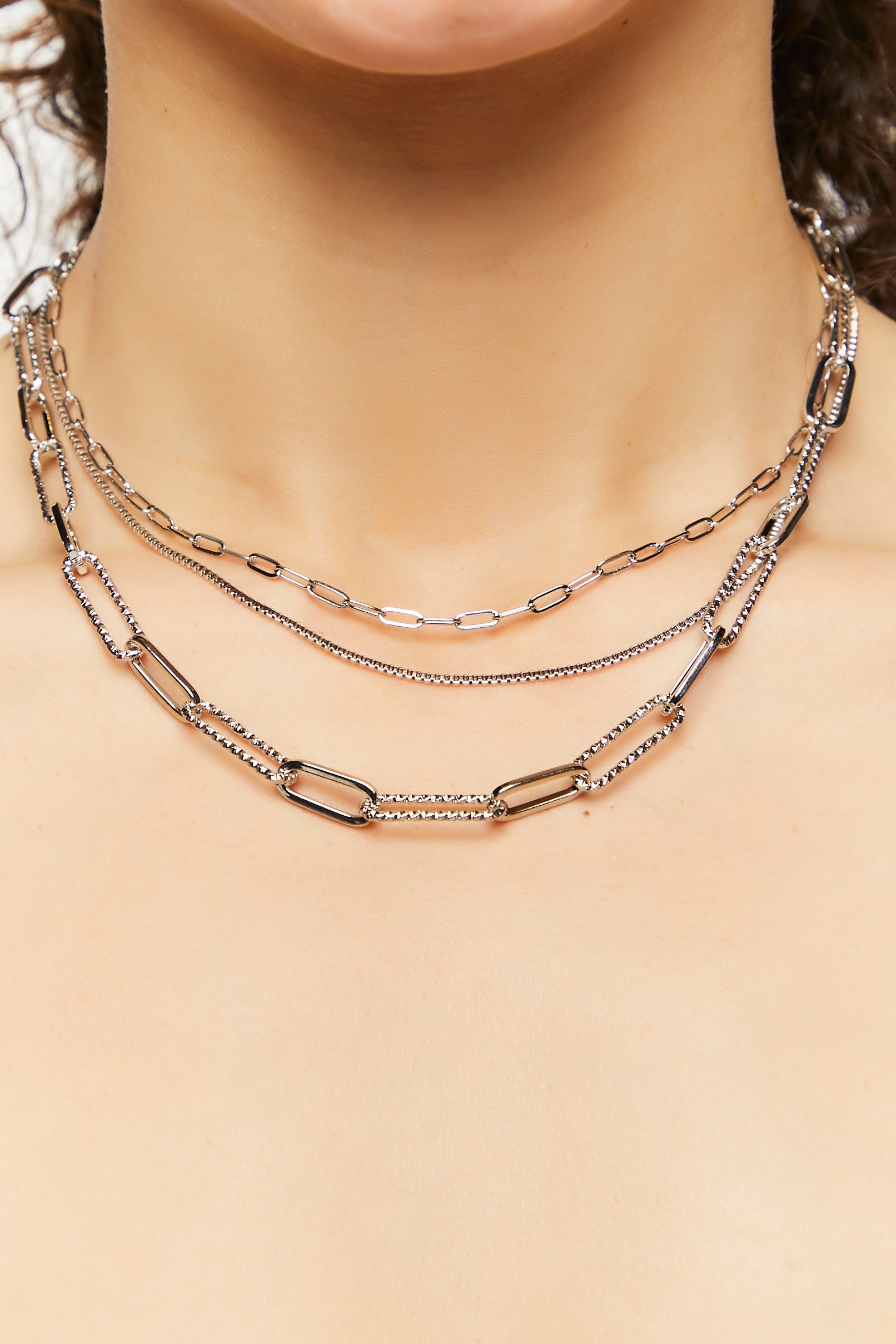 Silver Upcycled Layered Cable Chain Necklace