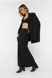 Black Zip-Slit Maxi Skirt