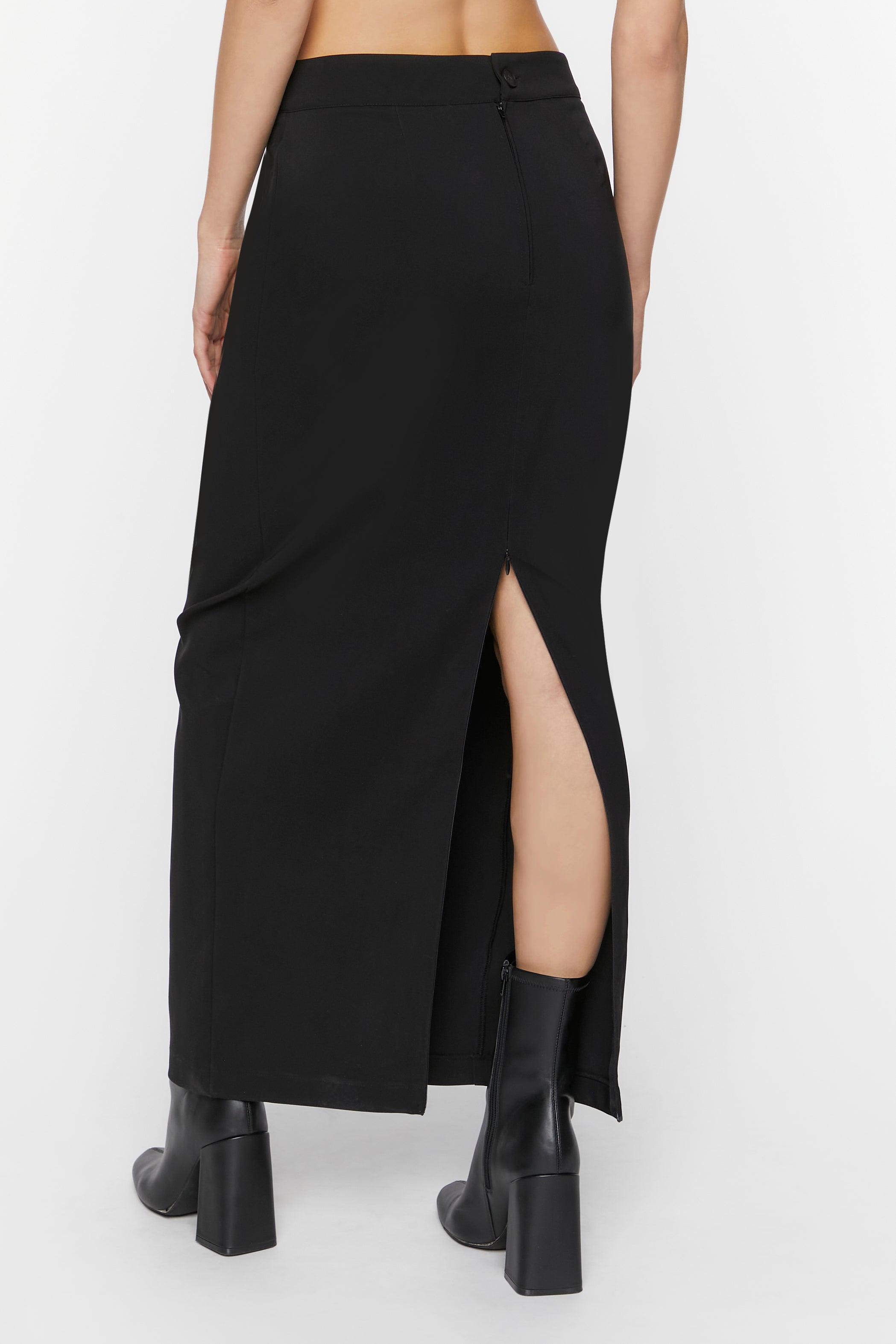 Black Zip-Slit Maxi Skirt 3