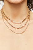 Gold Curb & Anchor Chain Layered Necklace 