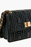 Black Faux Leather Quilted Crossbody Bag 2