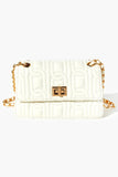 White Faux Leather Quilted Crossbody Bag