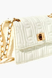 White Faux Leather Quilted Crossbody Bag 2