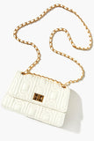 White Faux Leather Quilted Crossbody Bag 3