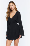 Black Gauze Bell-Sleeve Mini Dress