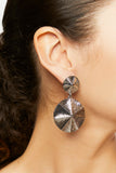 Silver Textured Disc Drop Earrings