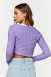 Lavender Tie-Front Cropped Cardigan Sweater 2