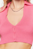 Hot Pink Sleeveless Sweater-Knit Crop Top 4