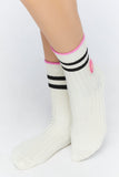 Creammulti Striped-Trim Flower Crew Socks 1