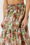 Black/multi Floral Print Tiered Maxi Skirt 3