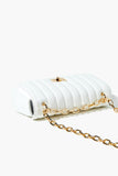 White Faux Leather Quilted Chain Crossbody Bag 3