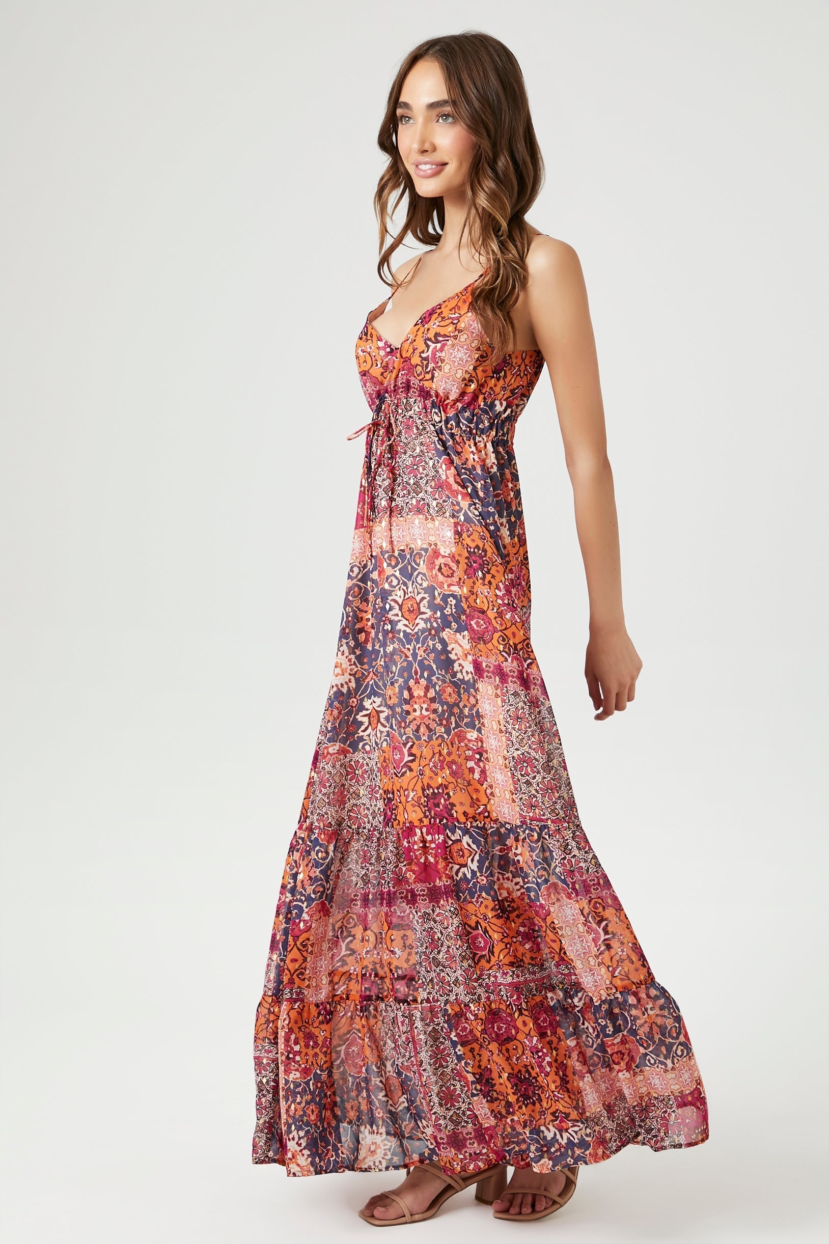 Blue/Multi Ornate Floral Print Cami Maxi Dress 4