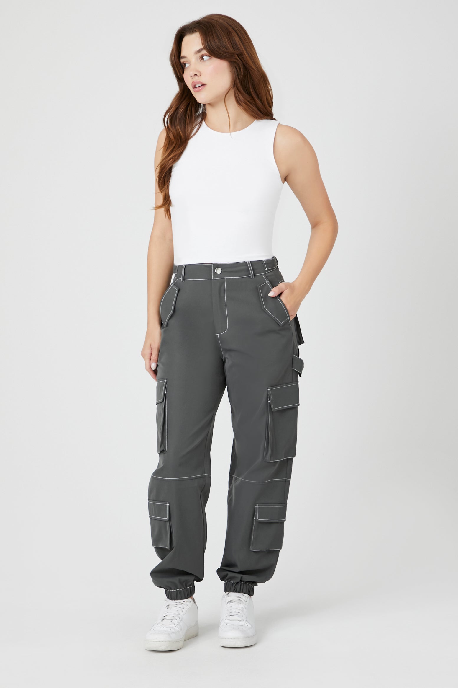 Women's Multi-Pocket Rayon Polyester Cargo Pants