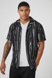 Black/Multi Rayon Abstract Striped Shirt