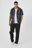 Black/Multi Rayon Abstract Striped Shirt 3