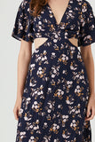 Navy/Multi Floral Print Cutout Maxi Dress 4
