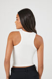 White Ribbed Racerback Cropped Tank Top 2