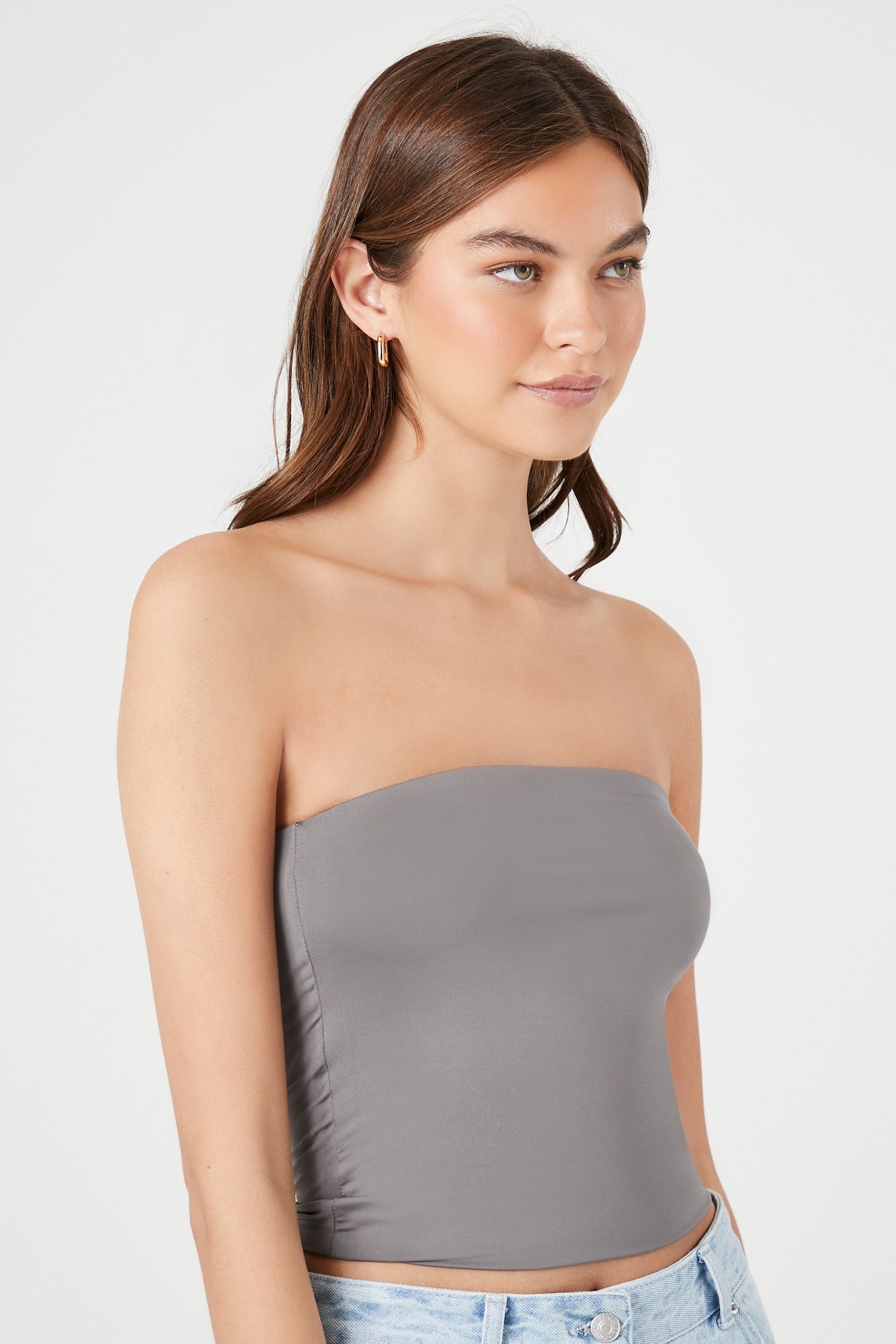 Charcoal Contour Cropped Tube Top 1
