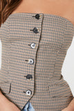Tan/Multi Houndstooth Notched Tube Top 4