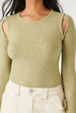Warm Olive Ribbed Cutout Long-Sleeve Bodysuit 5