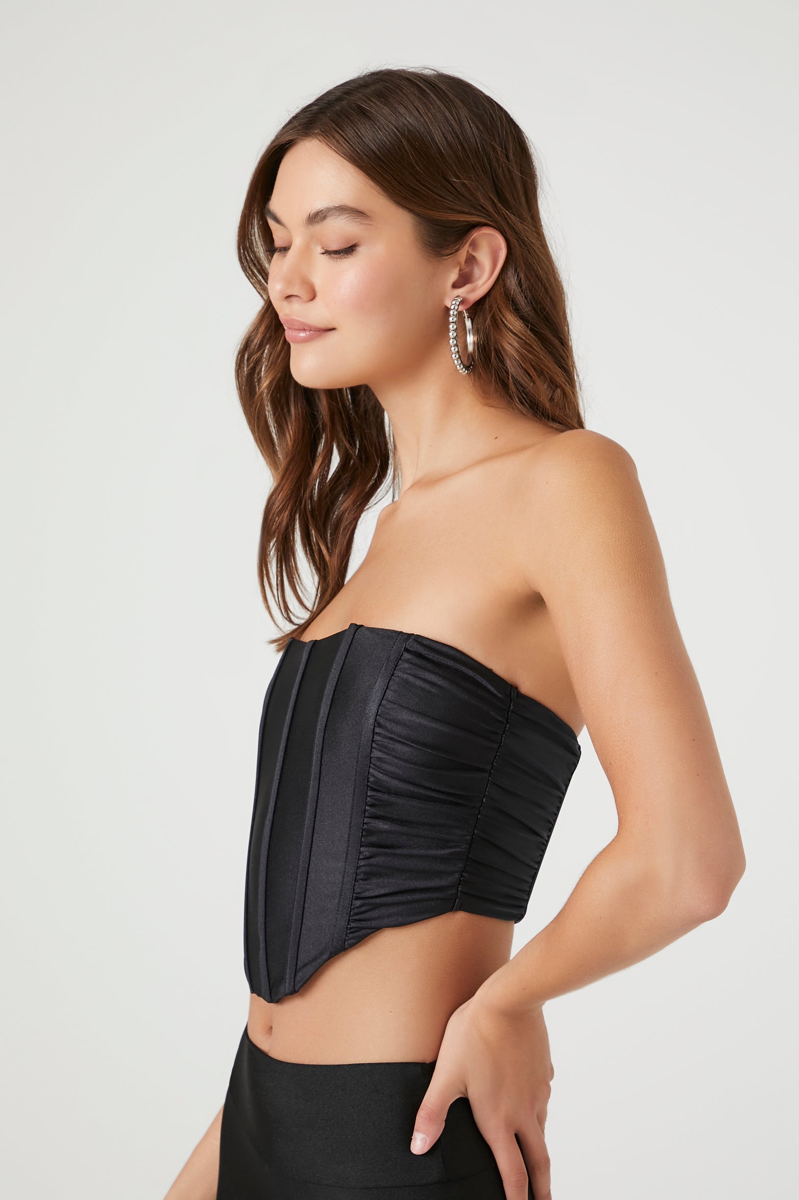 Black Ruched Bustier Tube Top 1