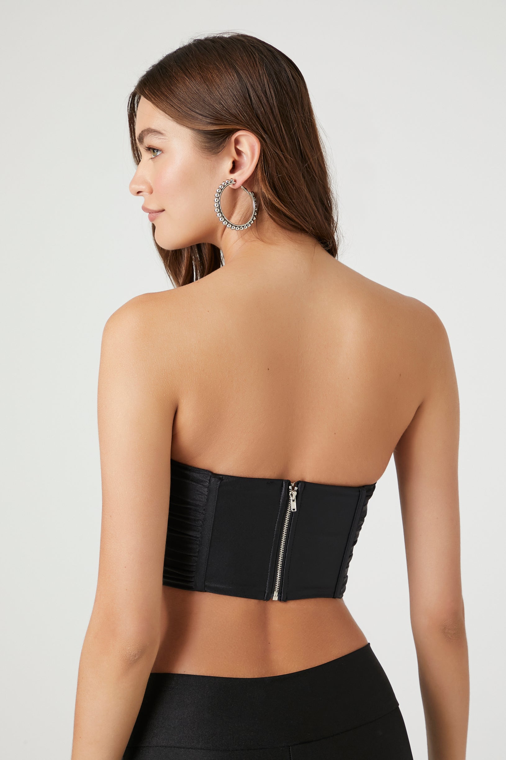 Black Ruched Bustier Tube Top 2