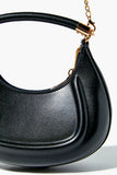 Black Faux Leather Crescent Shoulder Bag 3