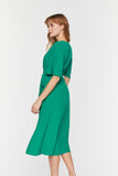 Green Crepe Midi Wrap Dress 3