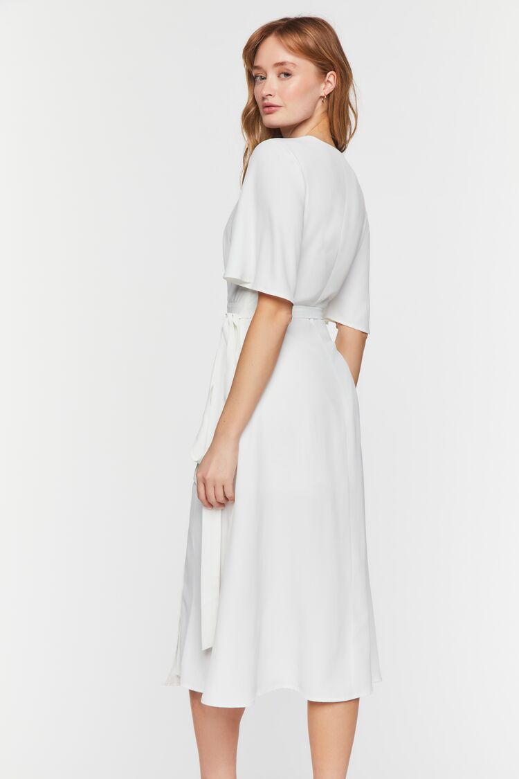 White Crepe Midi Wrap Dress 3
