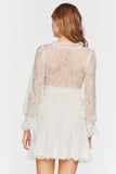 Ivory Lace Ruffle-Trim Mini Dress 3